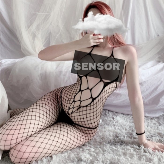 body stocking open bust & crotch - stocking jaring terbuka atas bawah