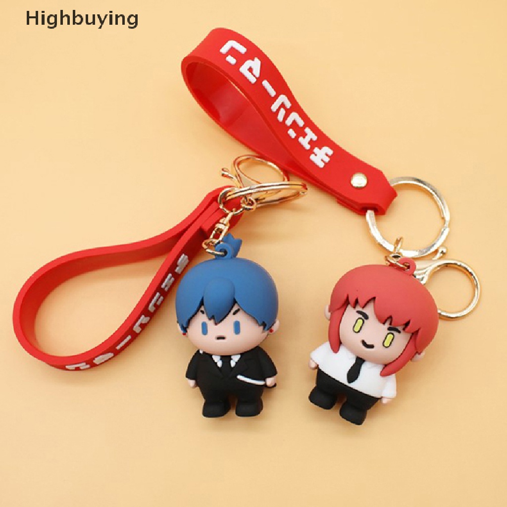 Hbid Chain Man 3D Rubber Q Version Gantungan Kunci Anime Lucu Pochita Makima Ornamen Tas Liontin Cosplay Props Mainan Gantungan Kunci Keyring Glory