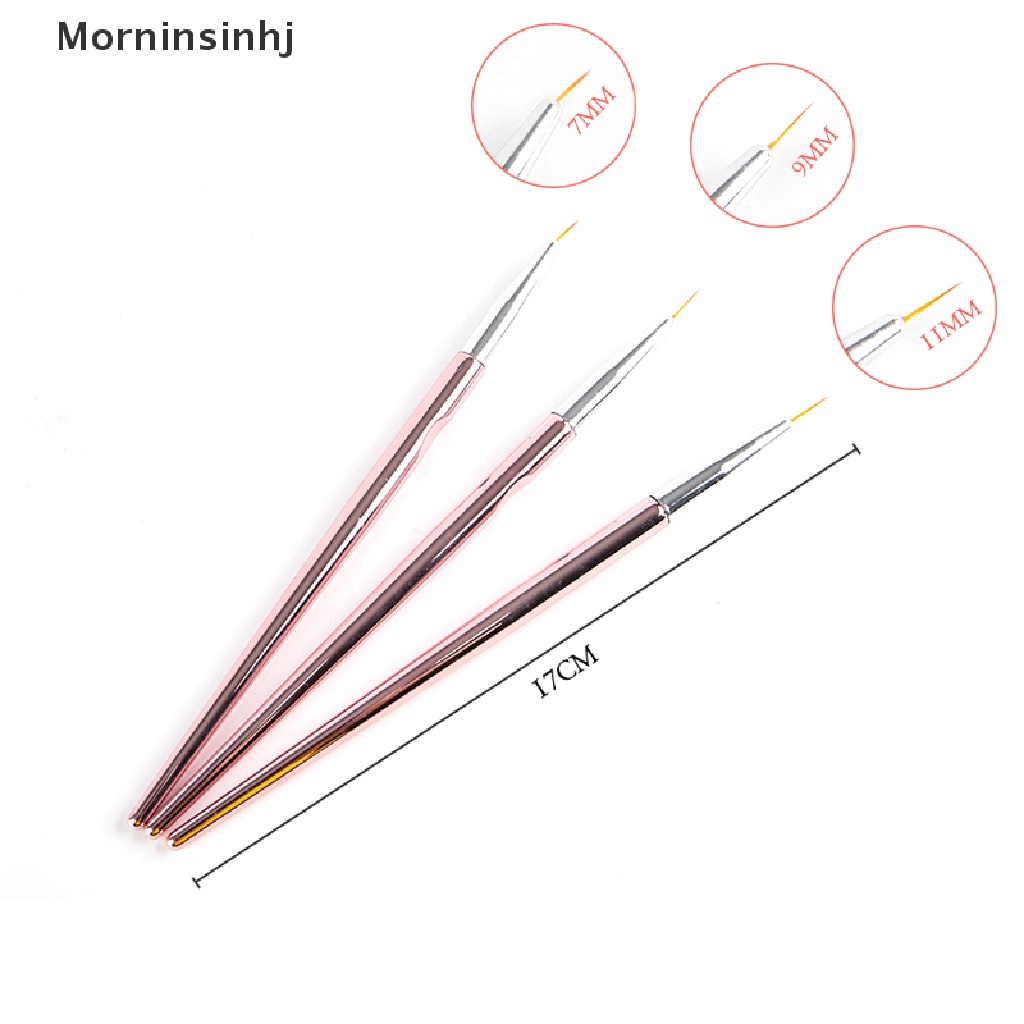 Mornin 3Pcs/Set Nail Art Fine Liner Paing Pen Brushes Menggambar Desain Striping Bunga id