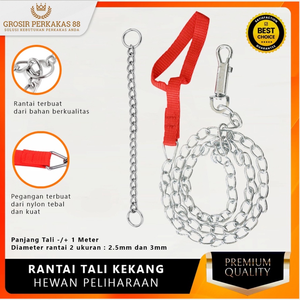 Rantai Anjing Kucing Tali Tuntun Kekang Kecil Hewan Dog Besi Kuat