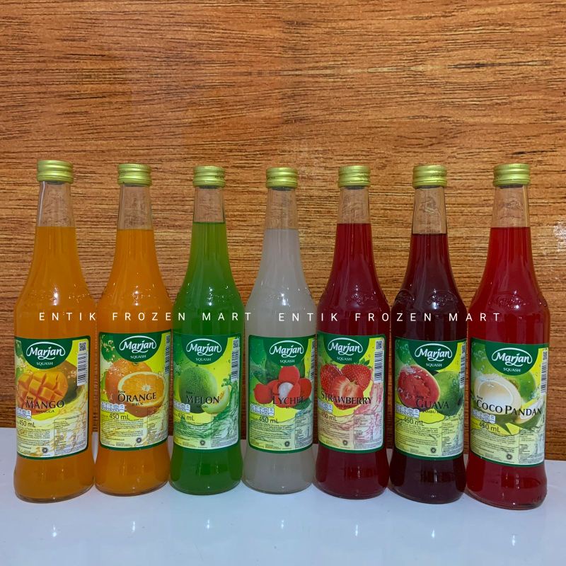 

Marjan Squash 450ml Melon | Coco Pandan | Leci | Mangga | Strawberry | Guava | Orange