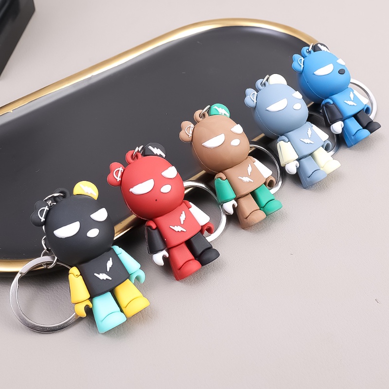 Liontin Gantungan Kunci Kartun Beruang Petir Untuk Pria Wanita/Fashion Boneka Mobil Tas Keyring Mainan Anak