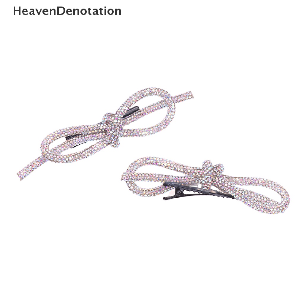 [HeavenDenotation] 2pcs Busur Simpul Berlian Imitasi Jepit Rambut Hair Duckbill Clip Aksesoris Rambut Hadiah HDV