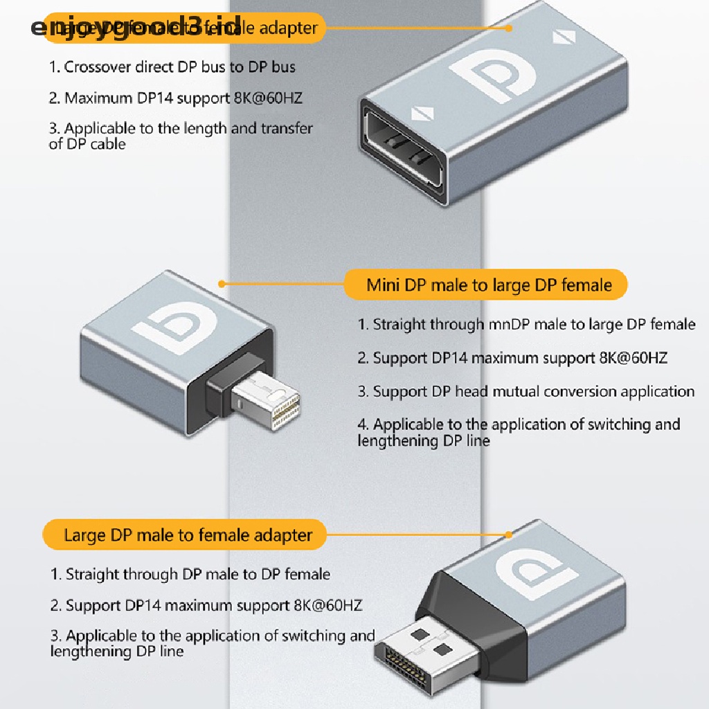 【 Rready Stock 】 HD DP Video Converter to DP Female Mini DP Adapter Support 8K @ 60Hz HD Video Converter Adapter For Laptop Computer Monitor Home Projector （ ID ）