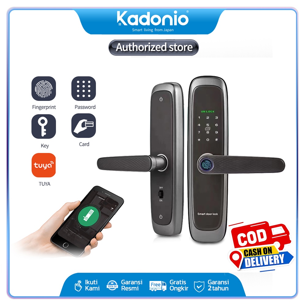 Kadonio Kunci Pintu handle kunci pintu Sidik Jari Password kunci pintar Kontrol App smart door lock kunci pintu elektrik