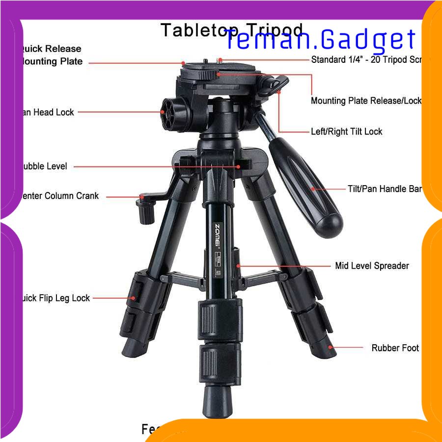 TG - KMR ZOMEI Professional DSLR Tripod &amp; Pan Head - Q100