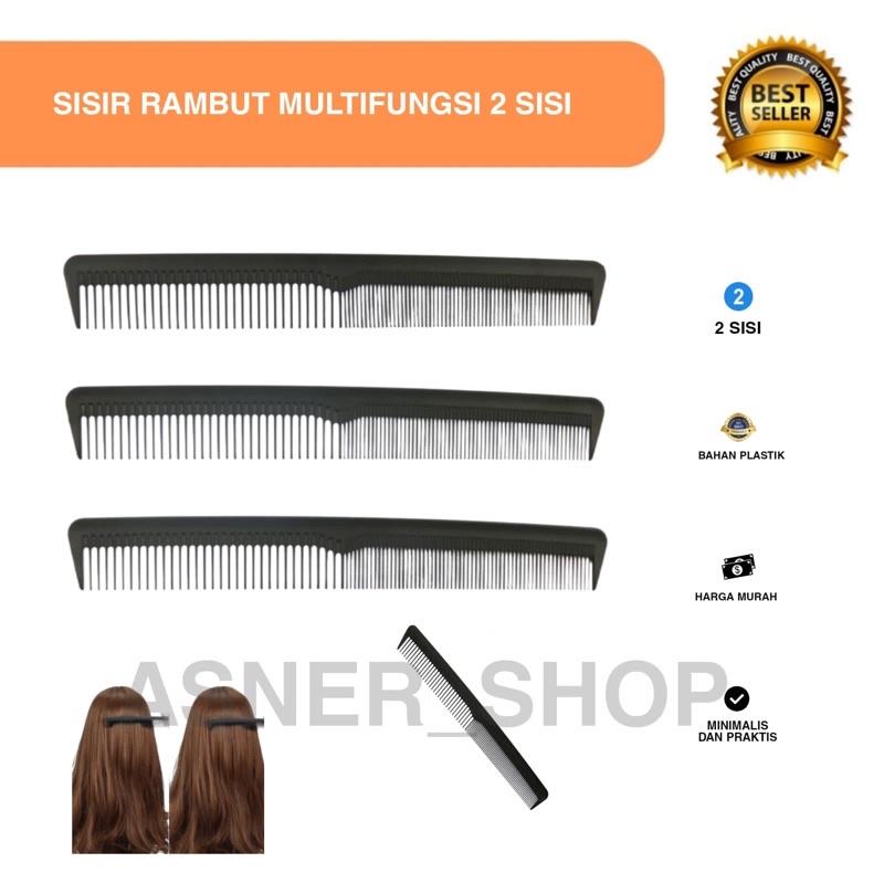 Sisir Rambut Multifungsi / Salon potong 2 sisi Pria Wanita Hair comb Warna hitam