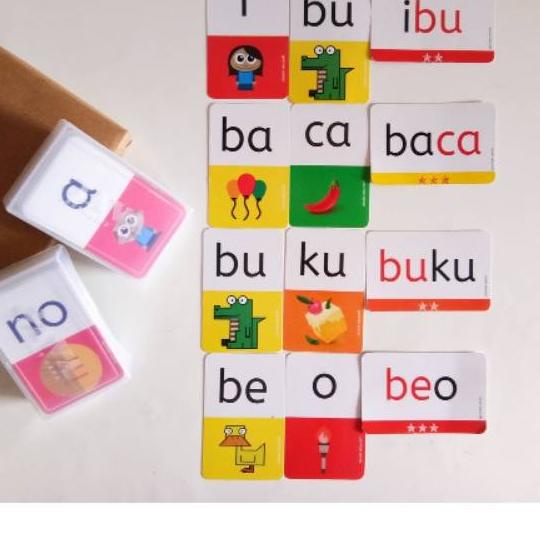 ✰ Flashcard Suku Kata Kartu Baca Belajar Membaca Flash Card Anak Kartu Pintar Balita Alusia Flashcar