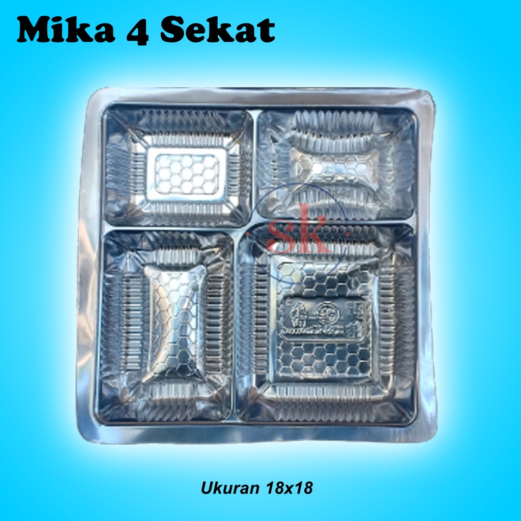 (ISI 100) MIKA KOTAK NASI 4 SEKAT UK 18X18