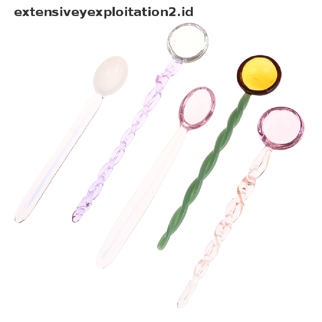 {NEW} 1pc Sendok Pengaduk Kopi Lucu Permen Dessert Spoon Stained Glass Spiral Spoon.