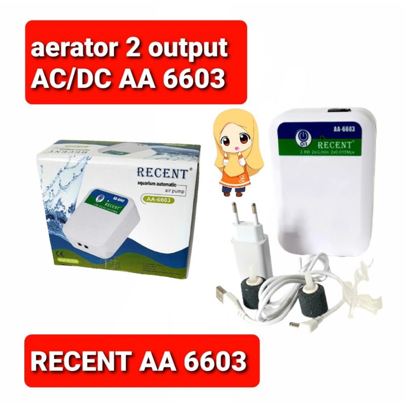aerator AC DC 2 output recent AA 6603 pompa udara AC DC