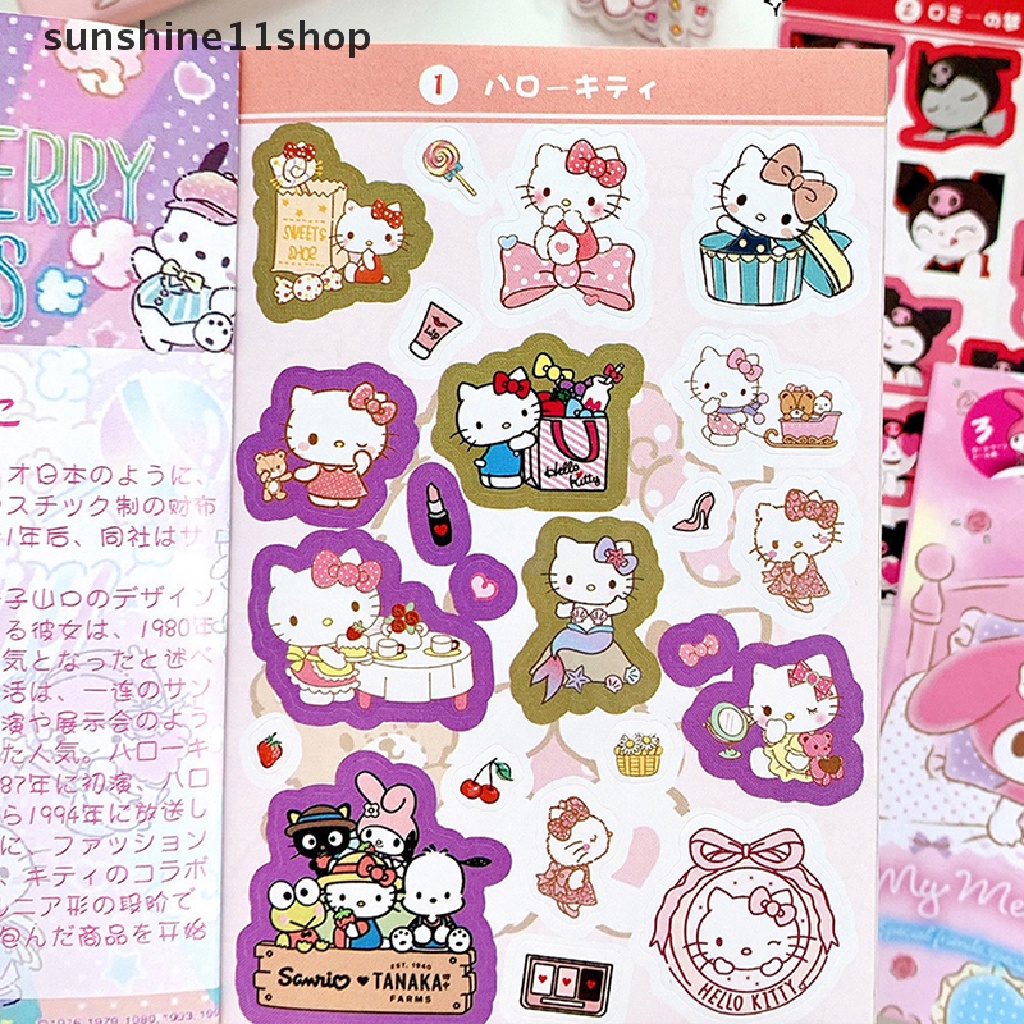 Sho 450 Pcs Kartun Lucu Stiker Kawaii Stationery Sanrio Stiker Kuromi Melody &amp; Coogo Diary Stiker Telepon Dekoratif Scrapbook DIY Stiker N