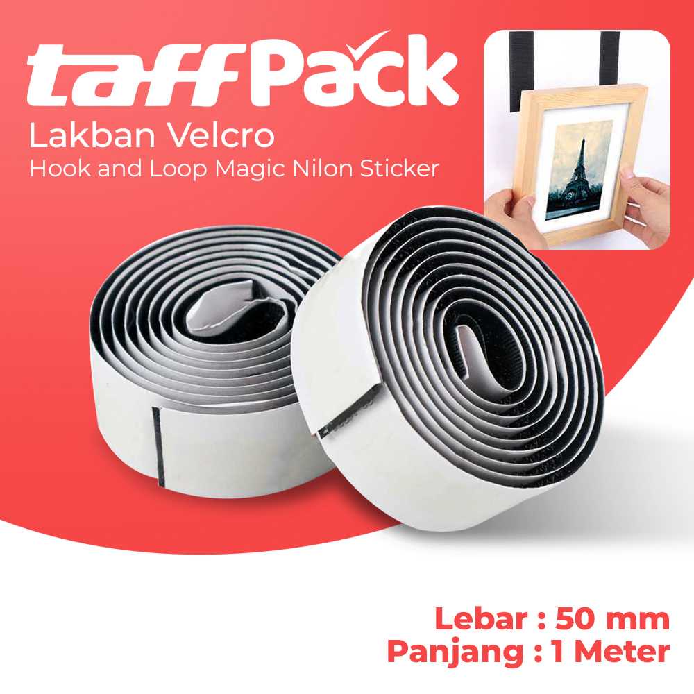 (BISA COD) FTIHSHP PACK Lakban Velcro Hook and Loop Magic Nilon Sticker 1 Meter - ZNK006