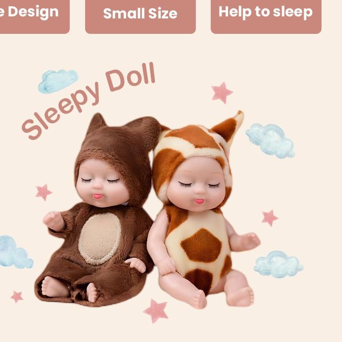 ➾ SOOKA Mainan Boneka Bayi Super Mini Reborn/Newborn Perempuan Tidur Mini Lucu Mirip Asli Ukuran 11 