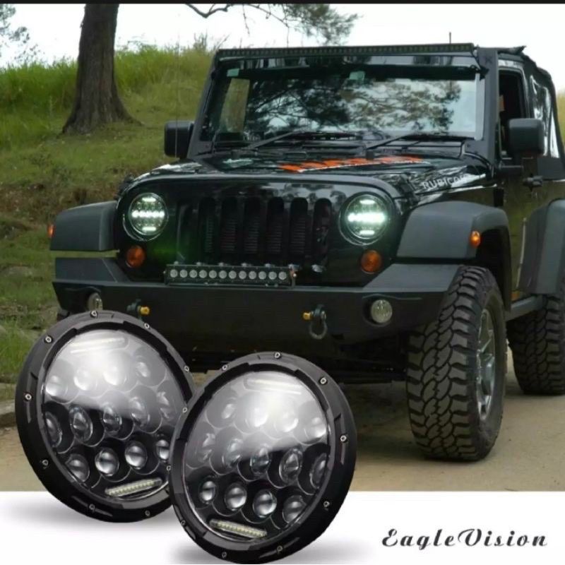 LAMPU DEPAN LED SPIDER 13 LED 7INCH HI LOW - HEADLAMP 7INCH