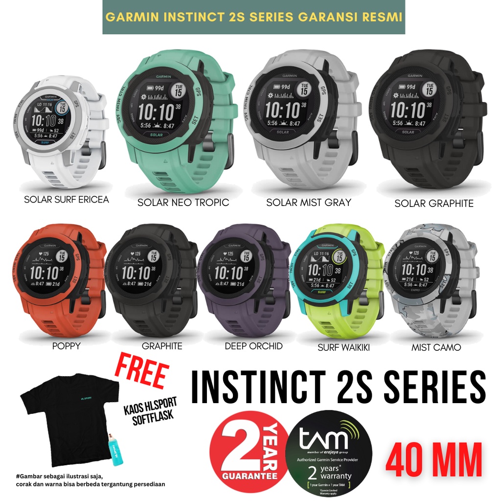 Garmin Instinct 2S 40mm Solar Surf Tactical Garansi Resmi 2 Tahun