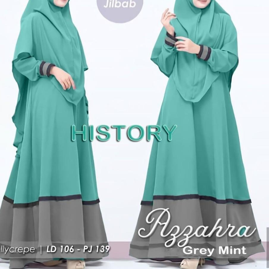 [ BISA COD ] Gamis Syari Plus Kerudung AZZAHRA SYARI Baju Muslim Jumbo Warna Putih Kekinian Modern F