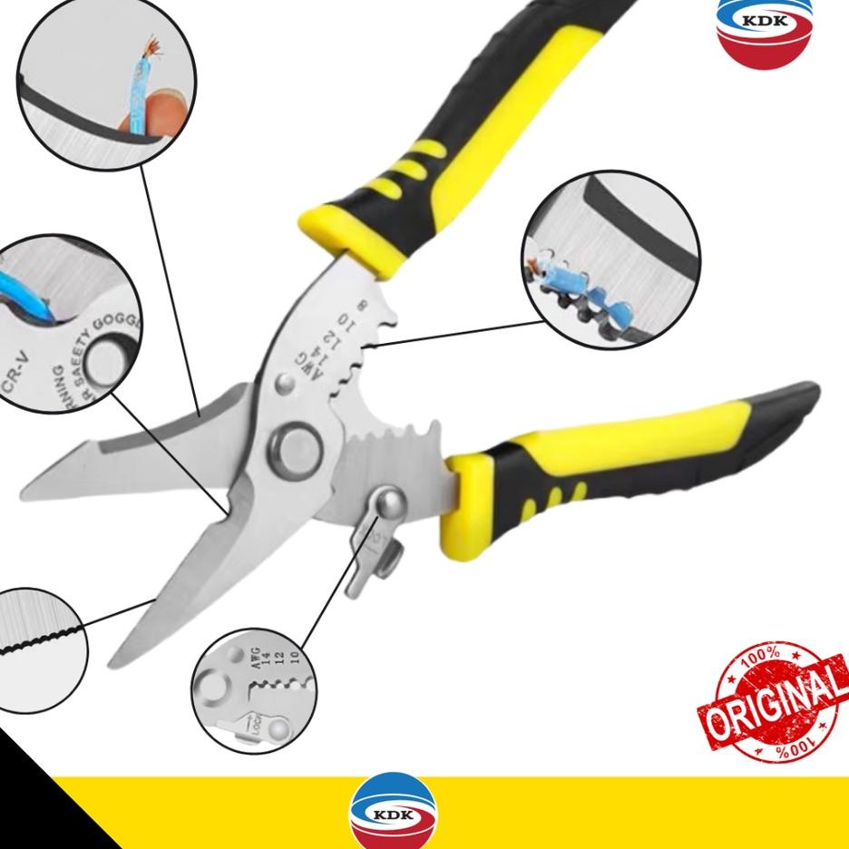 ◊ TANG POTONG KUPAS KABEL KDK MULTIFUNGSI 7" LANCIP ۩