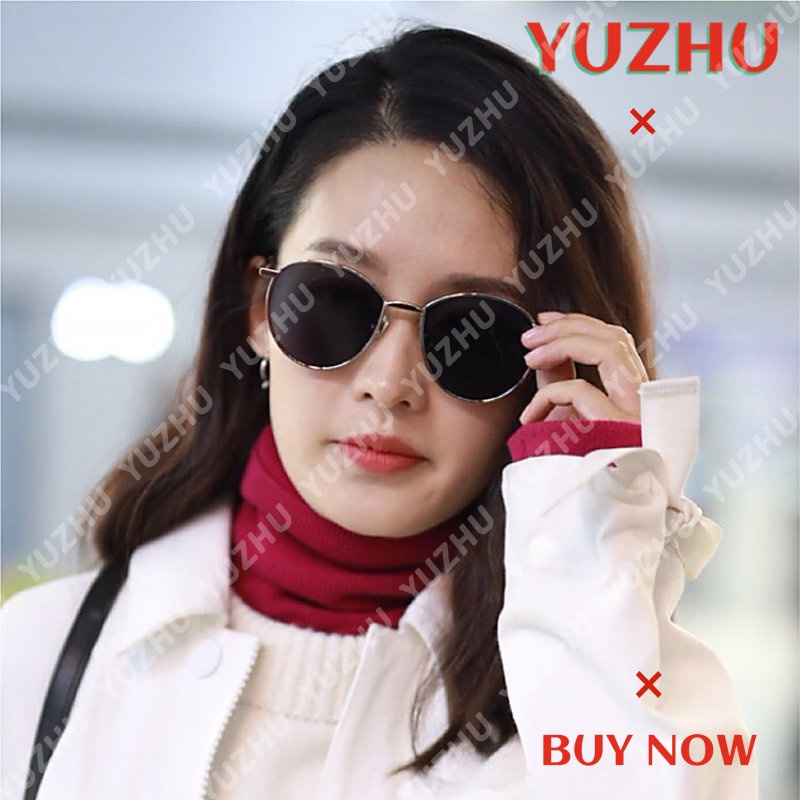 (YUZHU) Kacamata Hitam Bingkai Bulat Metal Gaya Retro Warna Permen UV400 Sunglasses Untuk Wanita/Pria