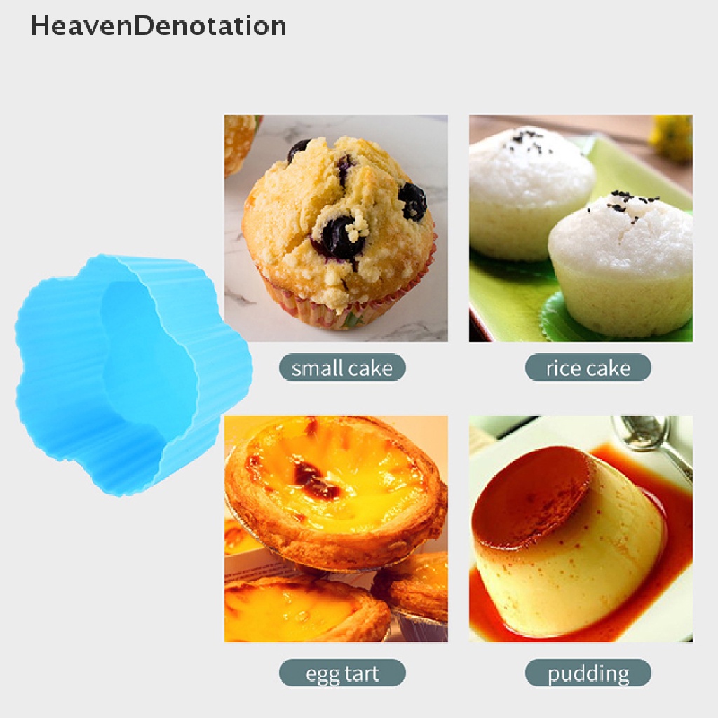 [HeavenDenotation] 4pcs Cetakan Silikon Bunga Cupcake Muffin Cup Baking Egg Tart Puding Jelly Mold HDV