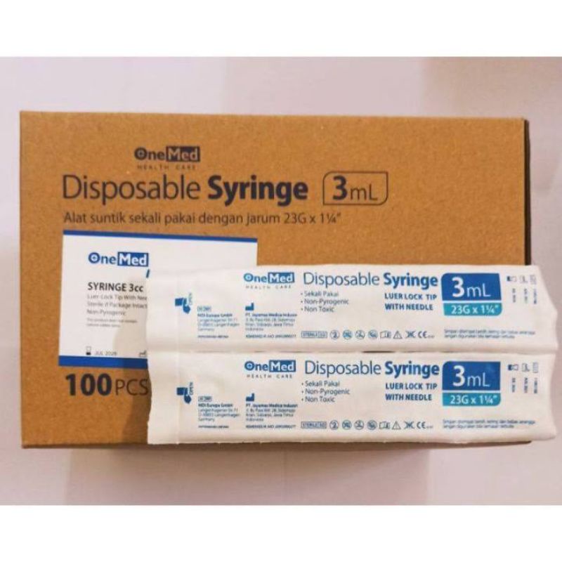 Syiringe 3 cc With Needle. Jarum Suntik OneMed 3ml OneMed