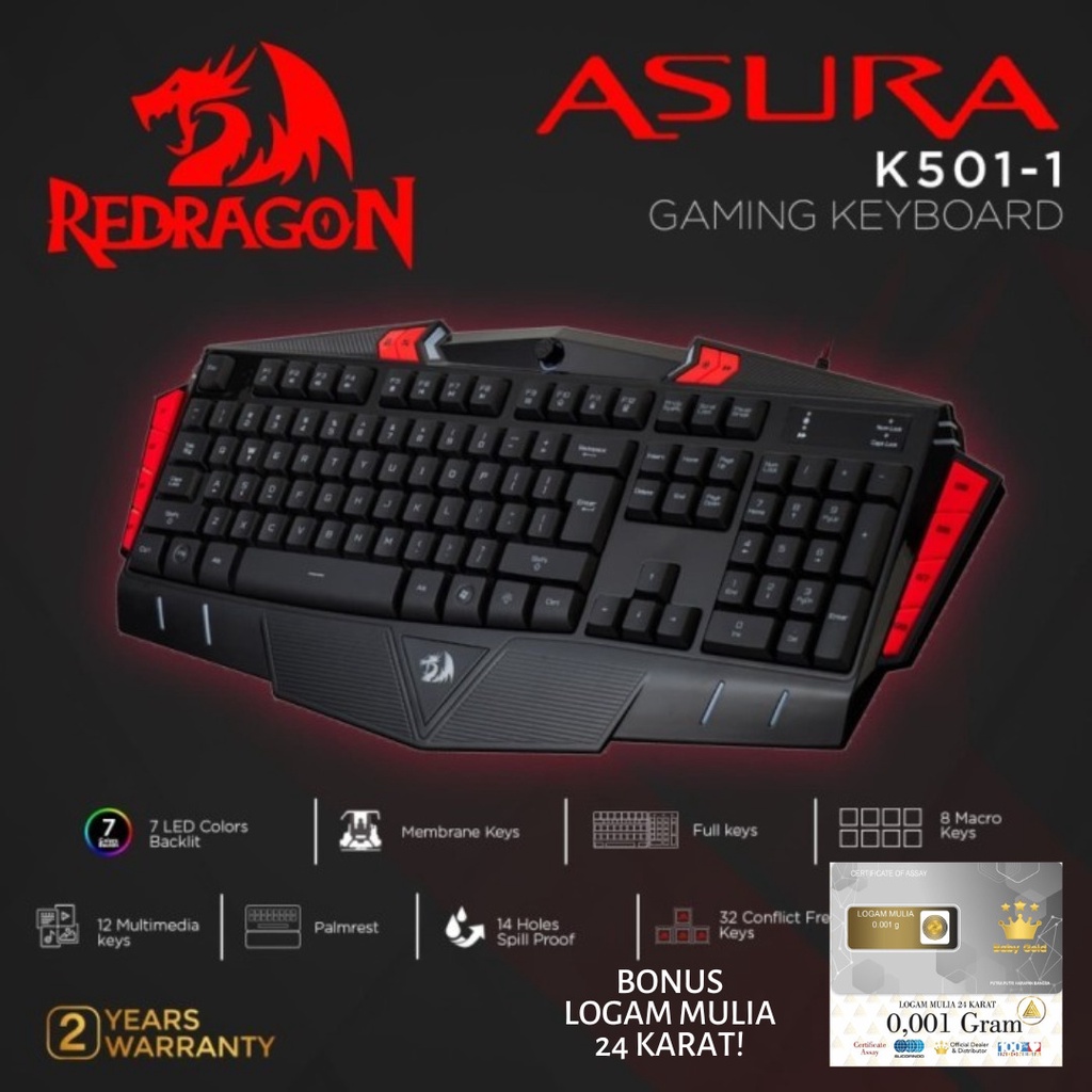 Redragon Gaming Keyboard ASURA - K501-1 Gaming Keyboard