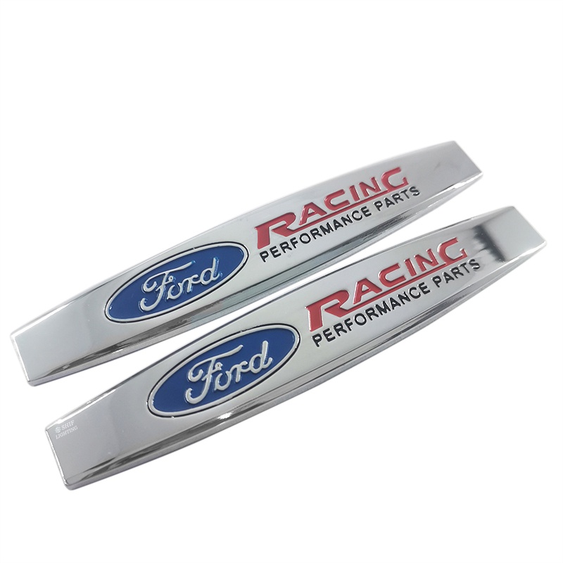 2x Metal FORD RACING Serigala Logo Mobil Auto Side Fender Belakang Dekoratif Emblem Badge Decal Stiker Untuk FORD