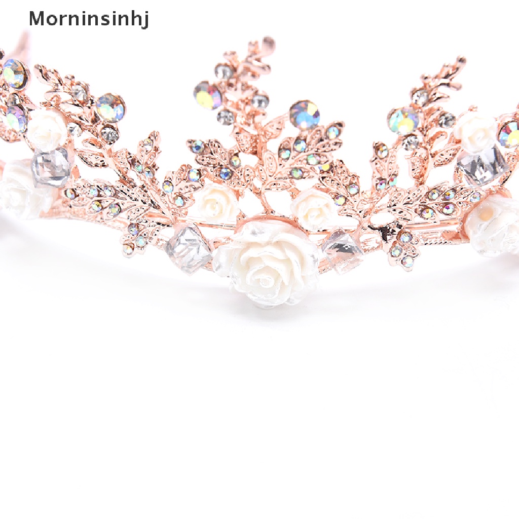 Mornin Kristal Tiara Emas Pernikahan Mahkota Baroque Berlian Imitasi Pengantin Rambut Mahkota Headband id