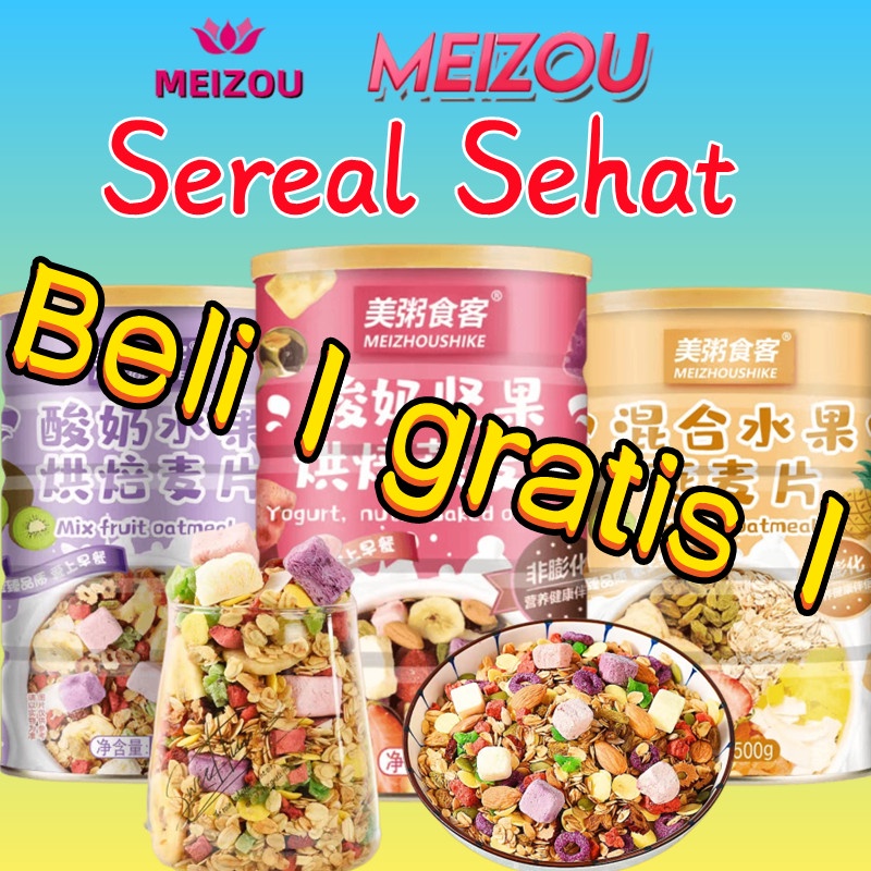 

(Beli 1 gratis 1)Sereal Diet Meizou Sereal Sarapan Instan Sereal Sarapan Campuran Buah Kacang Pelangsing Oatmeal Sehat Bergizi Asli
