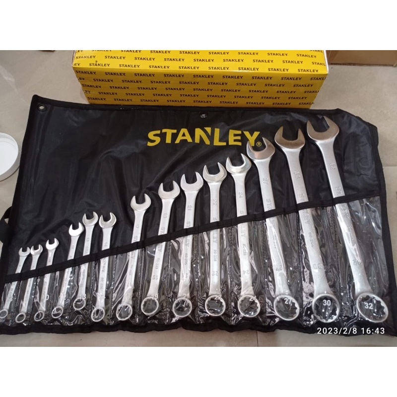 Stanley 14pcs Kunci ring pas set 8-32 mm kunci pas ring set 14pcs 8-32 STANLEY