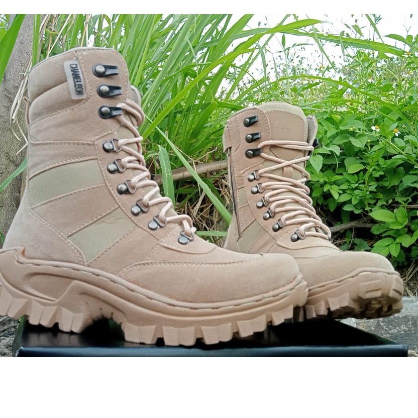 ◄ sepatu  pdl chameleon 511 cream gurun pol,pp taktikal kerjalapangan 8inci anti selip ❉