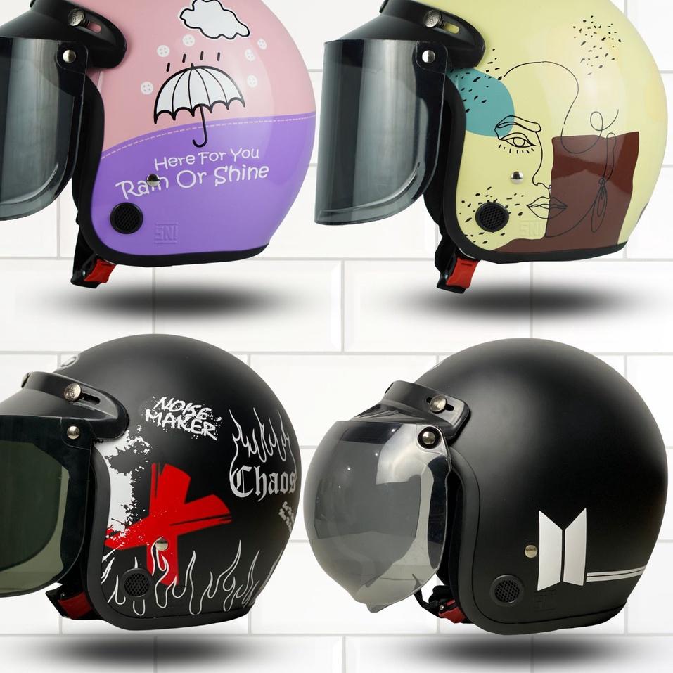 Special Packing Helm Bogo Retro Motif Coffee Aesthetic Kopi Dewasa SNI