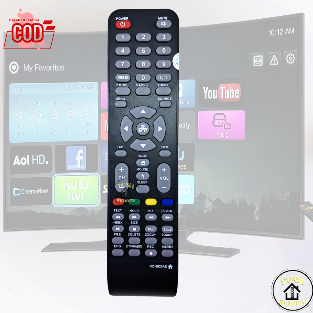 Remot Remote Smart Tv Akari Type RC-9920AS Led/Lcd No Voice Commandd