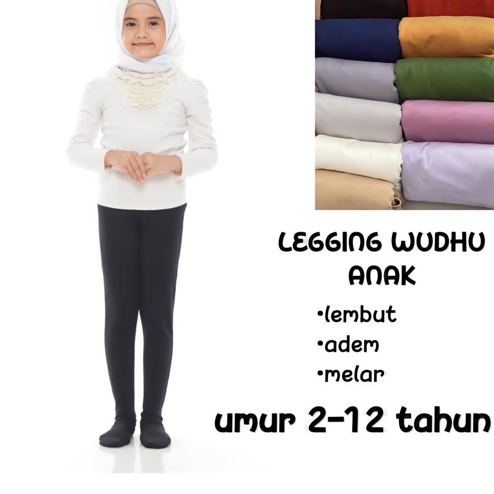 ♦ Celana Legging Wudhu Polos Anak Bahan Spandek Rayon Premium ❅