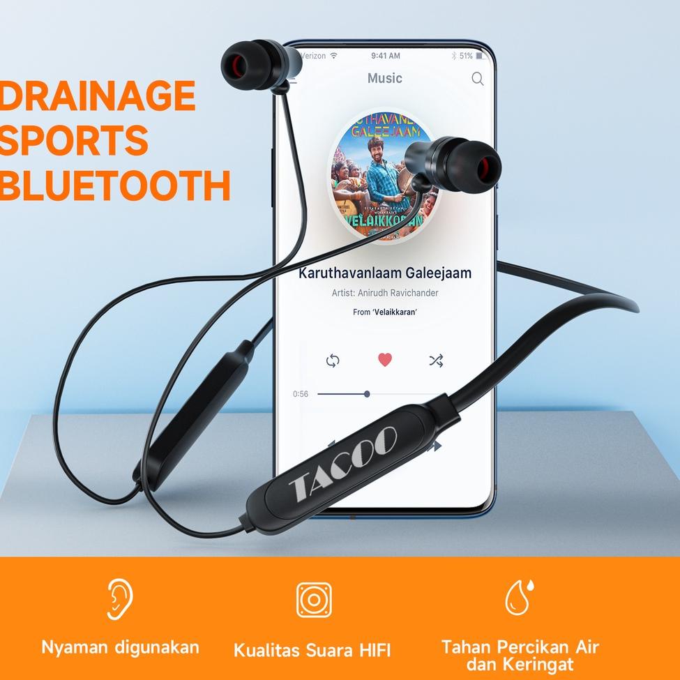 ✨Mall✨ TACOO Headset Bluetooth Sport Wireless Headset Hanging Neck Sport Neck Band Magnetic HiFi Ste