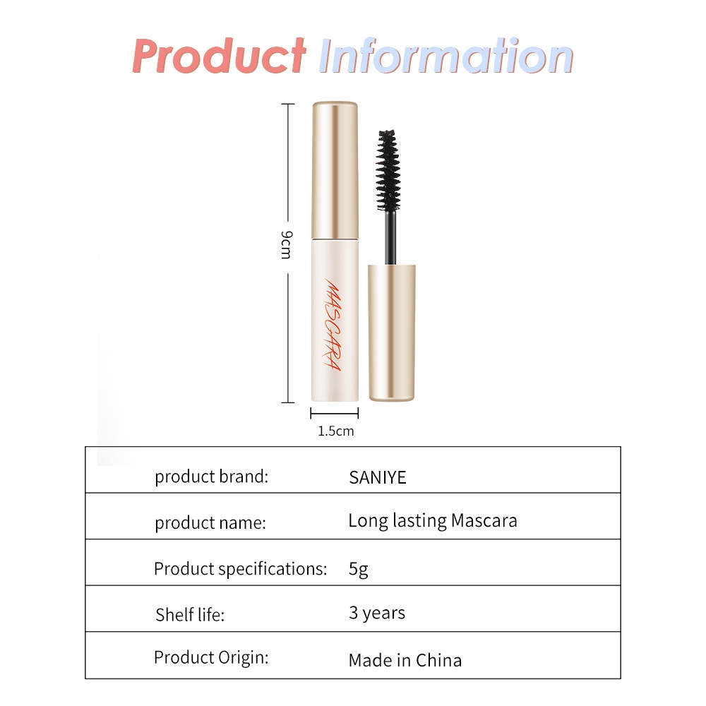 [100% ORIGINAL] SANIYE Black Professional Anti-Water Mask Eyelash Extend Curling Mascara Gel M1063