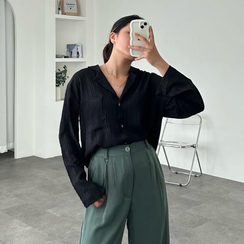 KYLIE TOP //KEMEJA OVERSIZE WANITA BASIC SHIRT LADY CRUS