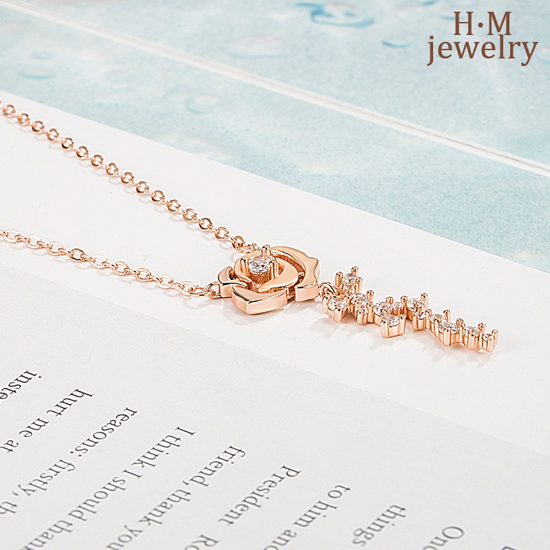 S925 Perak Rose Kalung Vintage Berlian Imitasi Bunga Kecil Klavikula Rantai Cahaya Mewah Dan Kesederhanaan Bunga Kalung