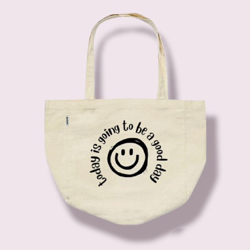 Ecer Murah Tote bag sablon, tas blacu oval 30 x 40