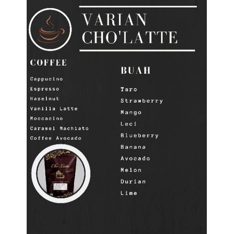 

A32 CHOLATTE VARIAN KOPI DAN BUAH premium ice blend / cappucino / MILKSHAKE TERMURAH れ