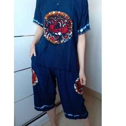 ❁ setelan baju bali lukis barong size M,L, XL, XXL celana 7/8 bahan tebal dan adem ❅