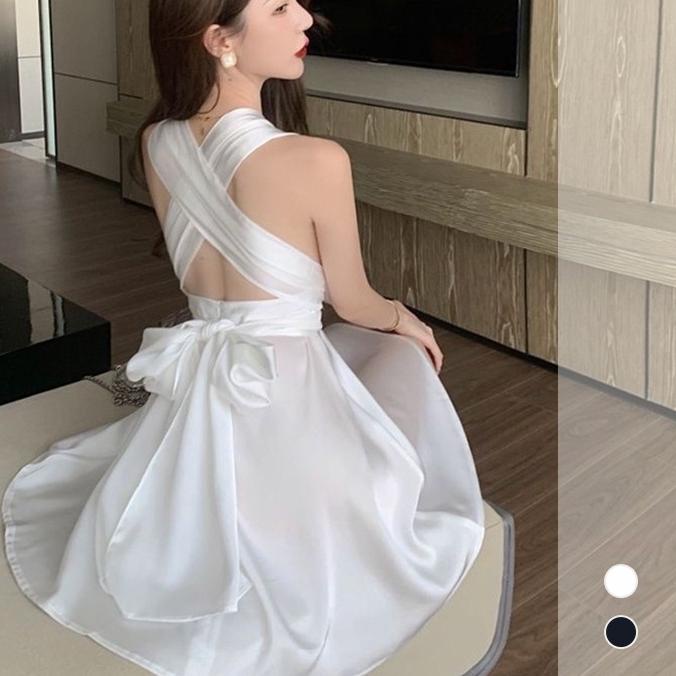 ☜ Satin Party Cocktail Mini Dress White Night 1417 (S-XL) ✤