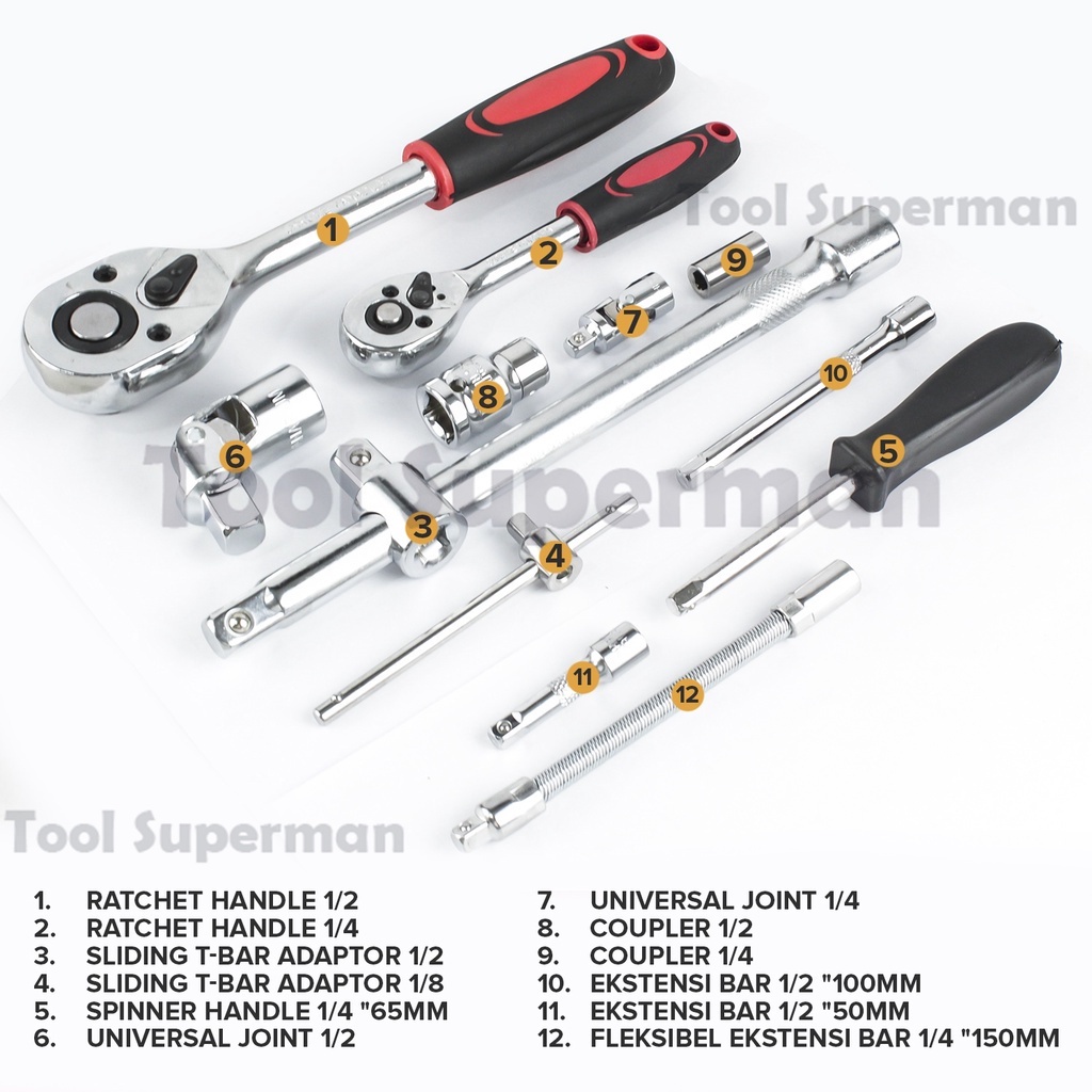 82 buah Set alat kunci pas kunci shock set obeng set kunci kunci set