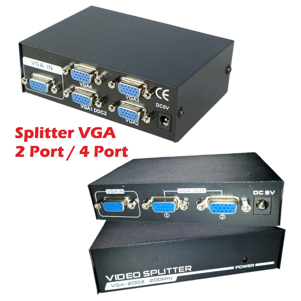 SPLITTER VGA 2 PORT VGA SPLITTER 2 PORT - VGA SPLITTER 4 PORT IN 1 OUT 2 PORT 200MHZ