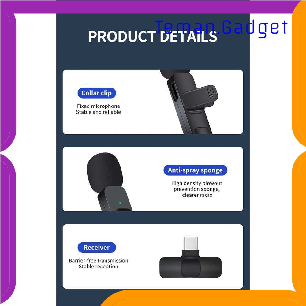 TG - KMR BYSL Wireless Clip On Mic Portable for Vlogging Live Streaming Type-C - K8