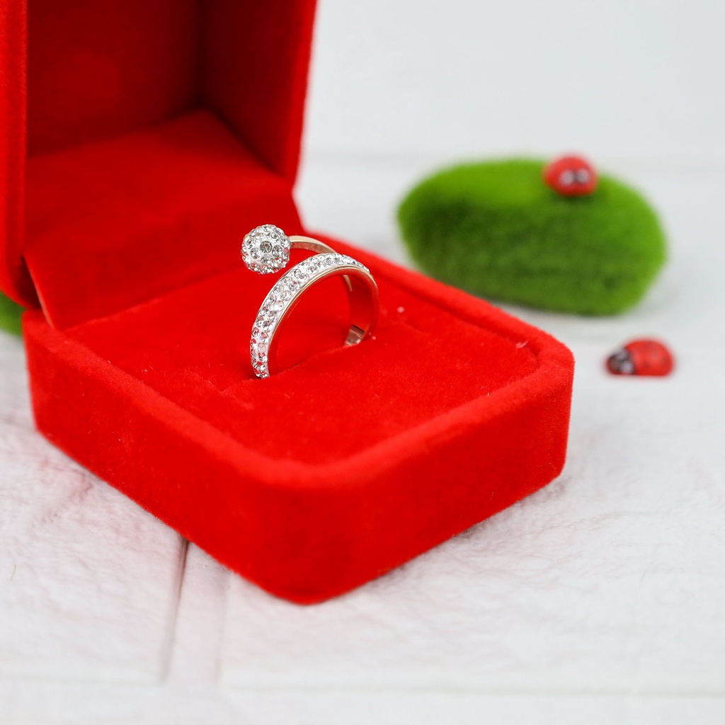 Cincin bola disko ful zircon Titanium Stainless Steel 316L anti karat harga grosir bisa bayar di tempat