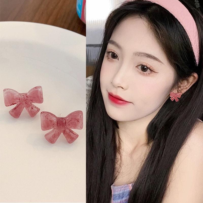 Jepang Jepang Korea Pink Manis Lucu Sederhana ins Busur Gaya Baru Anting Gaya Mori Trendi