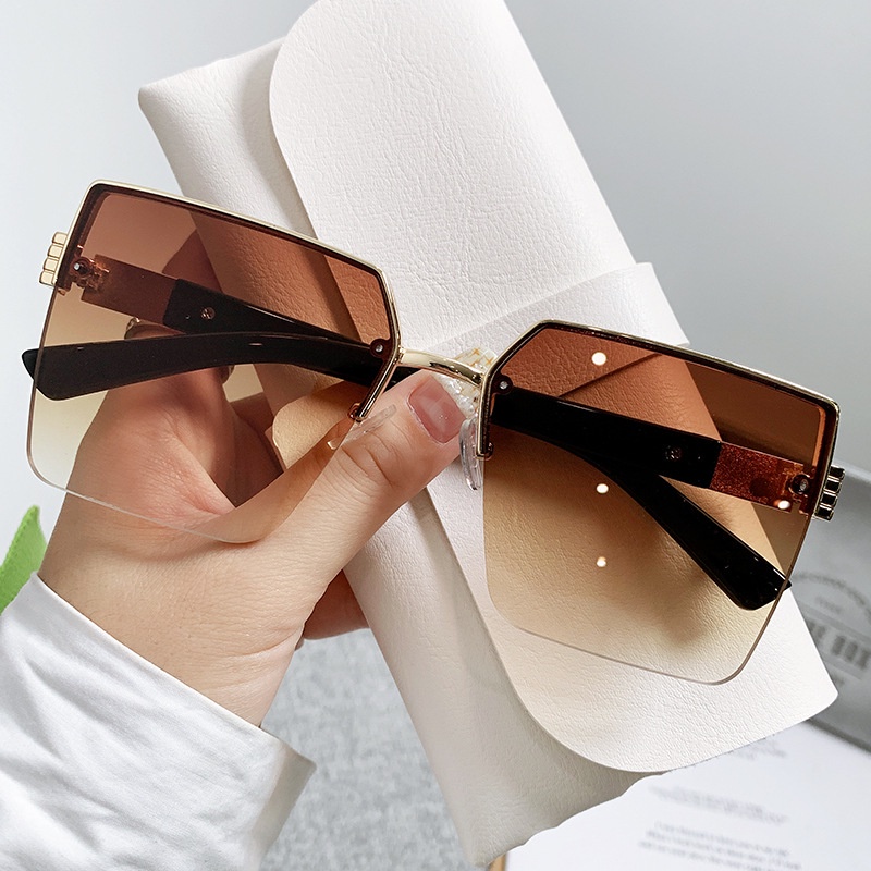 Square Large Frame Sunglasses Kacamata Fashion Wanita Progresif Warna Shades