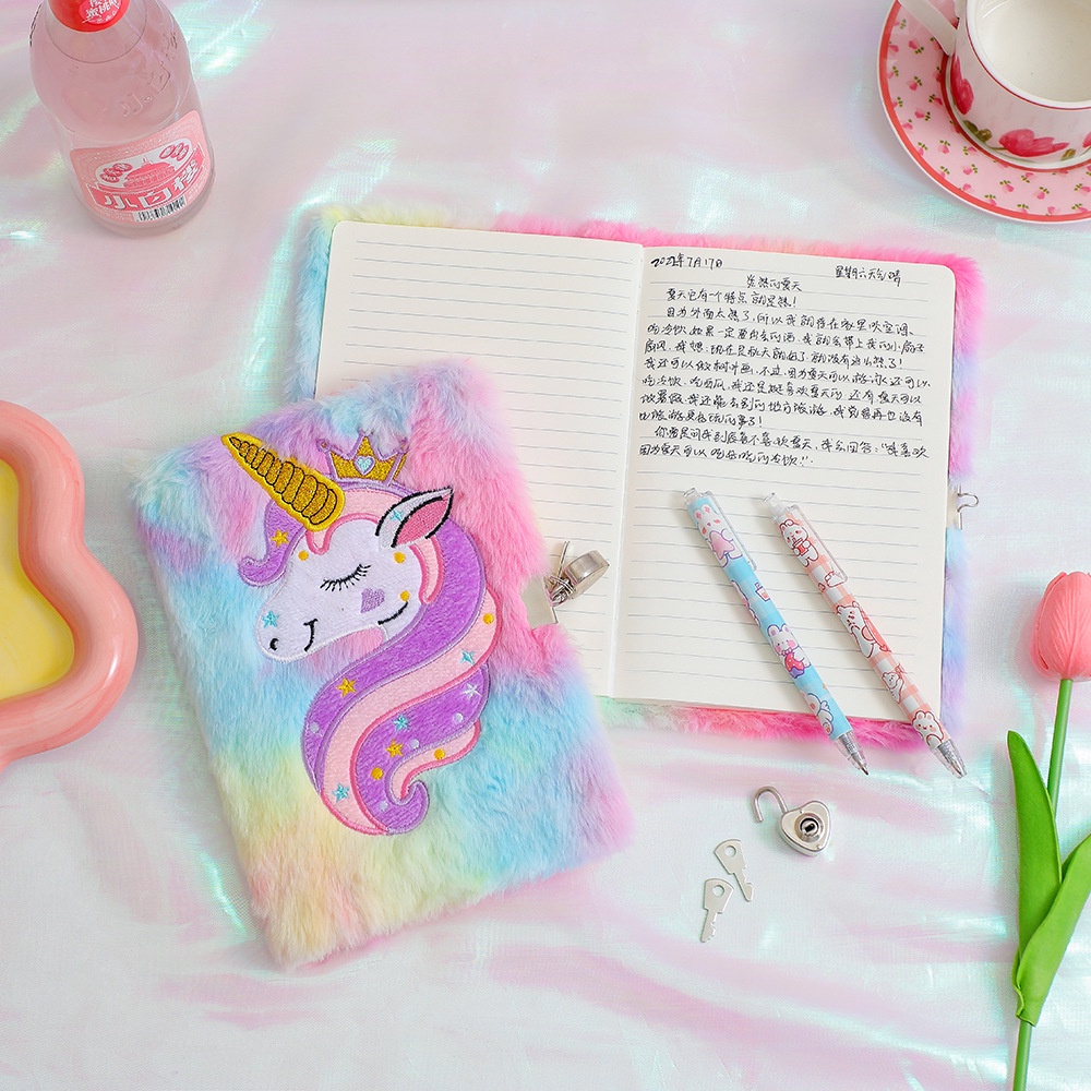 

Terlaris ✨ -Notebook Unicorn Gembok bulu Buku Tulis Agenda Buku Diary harian kertas Anak Perempuan- 2.2.23