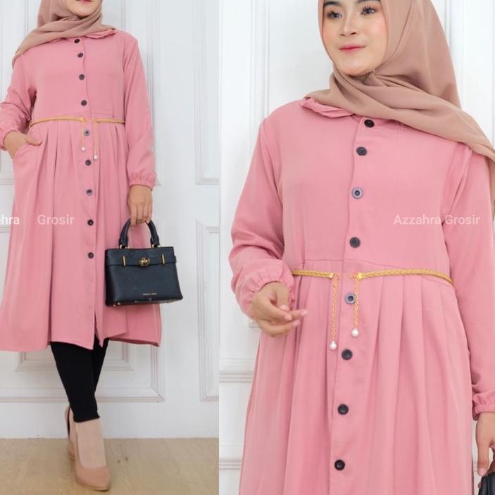 Star Seller ORIYA TUNIK - LD100-110 Tunik Shakila Premium Kancing Aktif Free Belt / Cesira Tunik / M